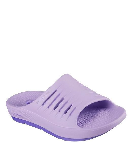 Skechers Purple Athletic Slide Sandal W Linear Perf Sports Sandals