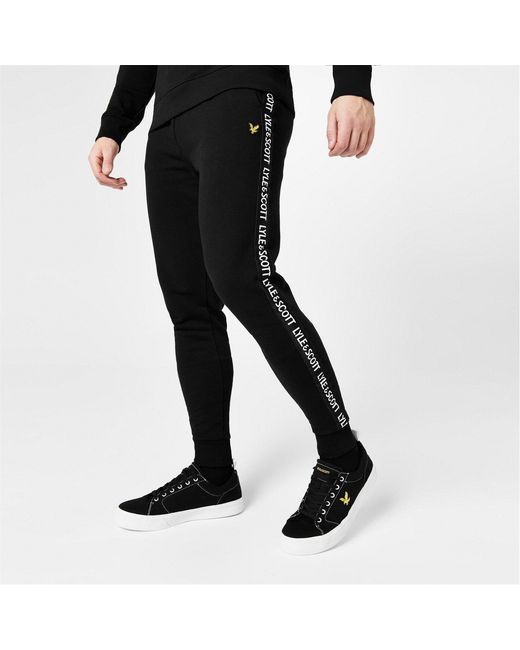 Lyle & Scott Black Tape Jogging Bottoms for men