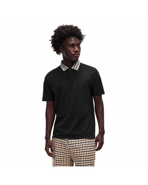 Aquascutum Black Short Sleeve Polo Shirt for men