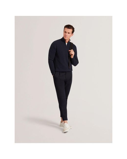 Ted Baker Blue Stitch Half Zip Knitted Top for men
