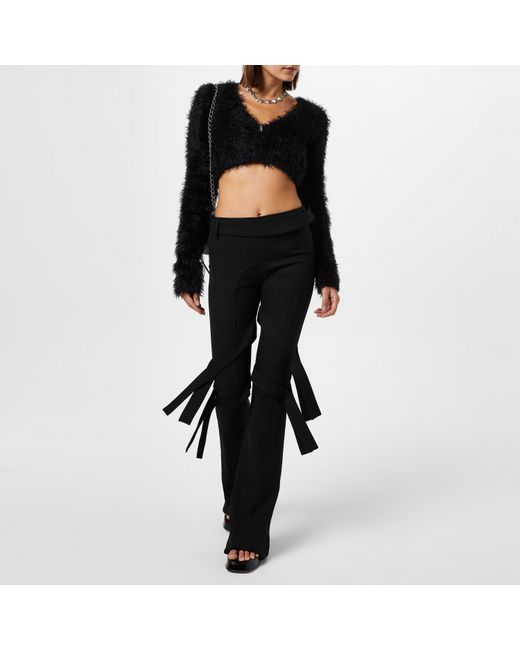 Ambush Black Strap-detail Flared Trousers
