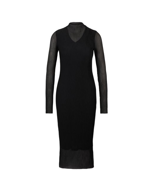 Boss Black Eviba Mesh Long Sleeve Funnel Neck Bodycon Dress
