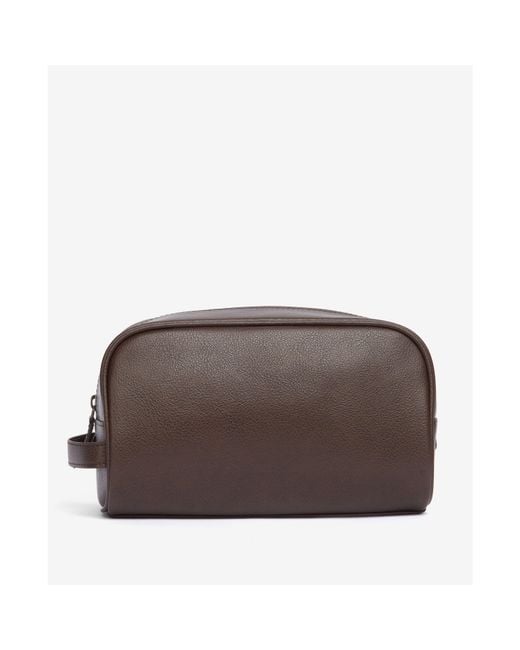 Barbour Brown Leather Washbag for men