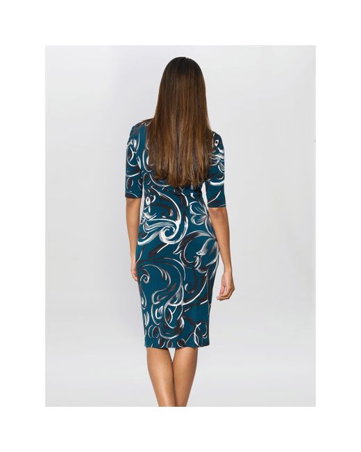 Gina Bacconi Blue Yvonne Printed Jersey Dress