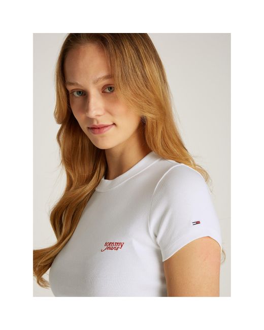 Tommy Hilfiger White Slim Script Crop Top