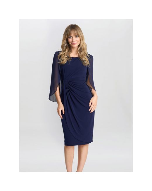 Gina Bacconi Blue Ryder Jersey And Chiffon Wrap Dress