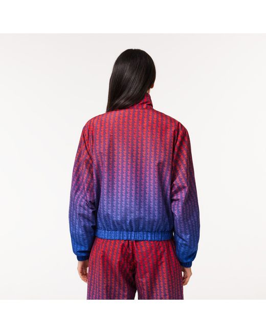 Lacoste Red Monogram Print Ombre Tracksuit Top
