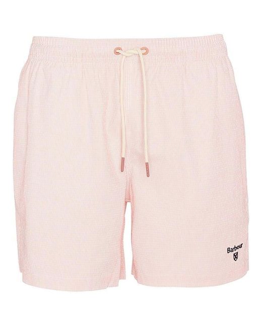 Barbour Pink Somerset Pinstripe Swim Shorts for men