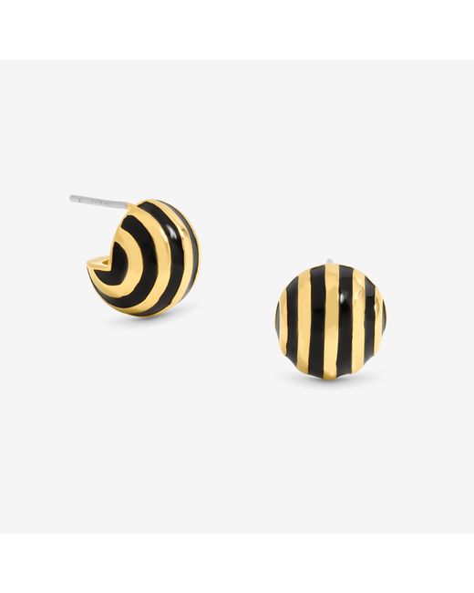 Jon Richard Metallic Plated And Jet Enamel Stripe Dome Earrings