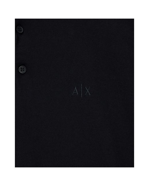 ARMANI EXCHANGE Black Knitted Polo Shirt for men