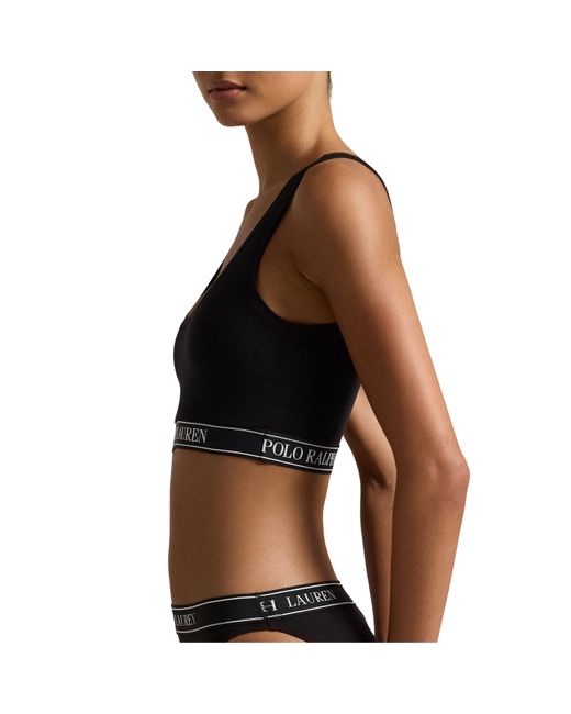 Polo Ralph Lauren Black Cotton Non-Wired Scoop Bralette