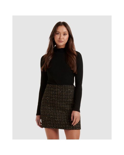 Forever New Black Lara Boucle Mini Skirt