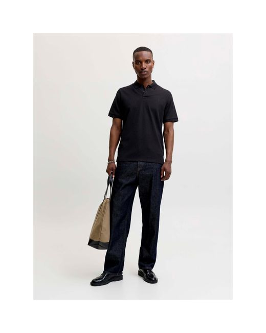 Jack & Jones Black Austin Short Sleeve Polo for men