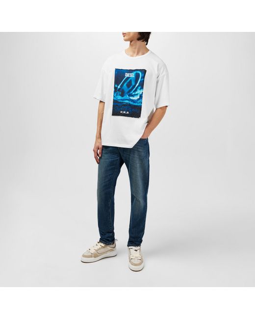 DIESEL Blue Graphic Print T-Shirt for men
