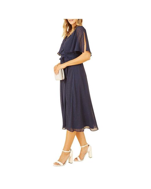 Yumi' Blue Wrap Midi Dress