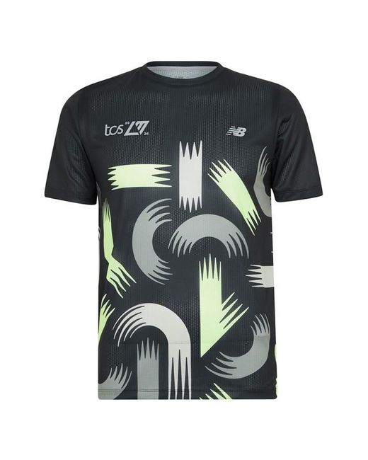 New Balance Black London Edition Printed Athletics Run T-shirt for men