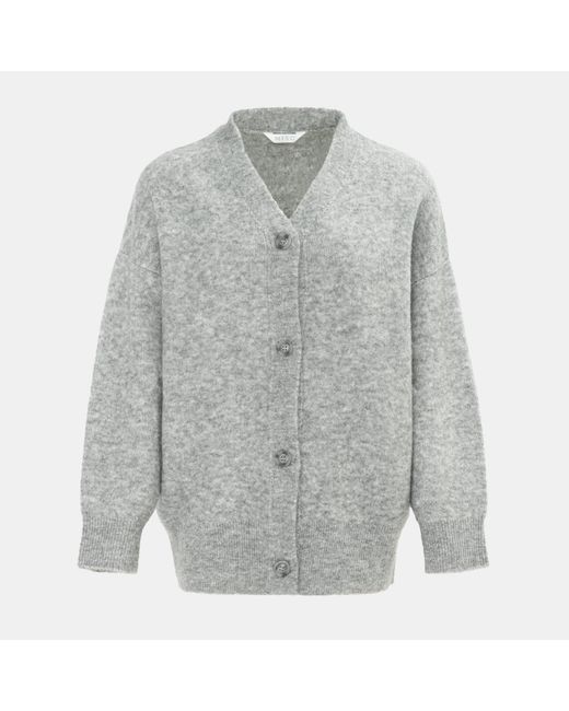 Miso Gray Knit V Neck Button Cardigan