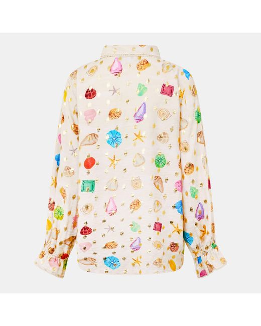 Never Fully Dressed White Shell Geanie Shell Pattern Long Sleeve Shirt
