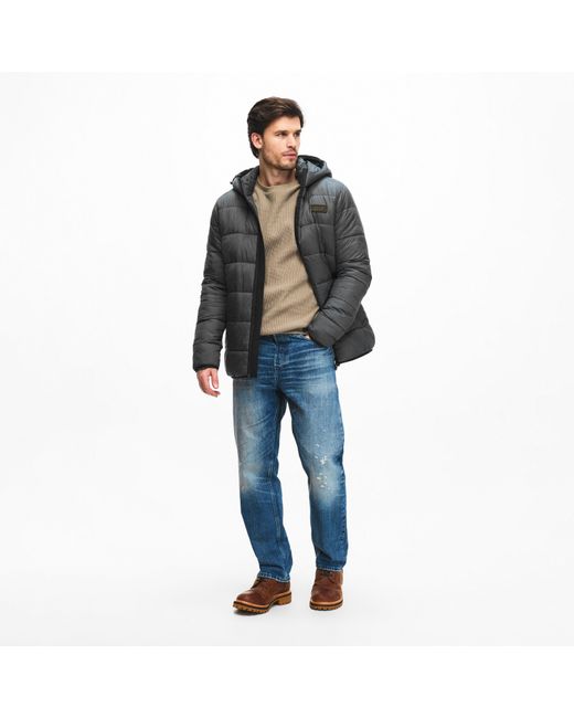 Barbour Blue Bobber Quilted Fixed Hood Short Puffer Jacket for men