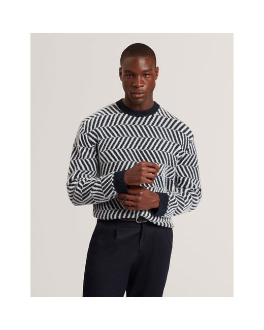 Ted Baker Black Graphic Knitted Top for men