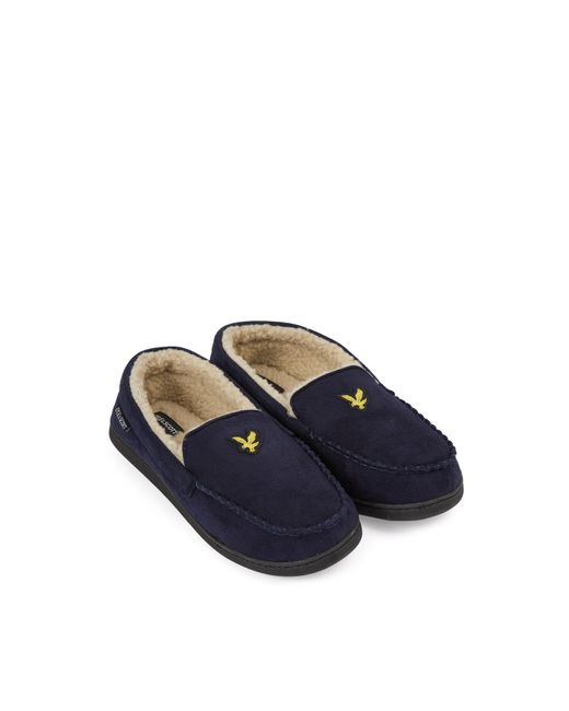 Lyle & Scott Blue Aspen Moccasin Slipper for men