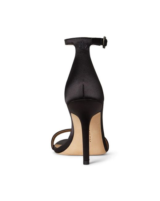 Ralph Lauren Black Allie Pavé-Buckle Satin Sandal