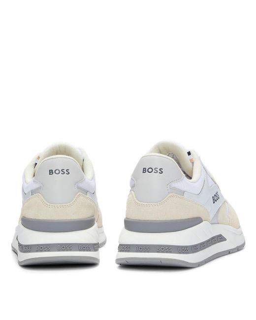 Boss White Kurt Runner Style Trainers for men