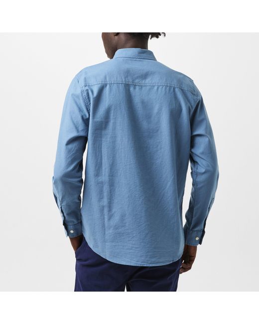 Threadbare Blue Beaconsfield Long-Sleeve Oxford Shirt for men