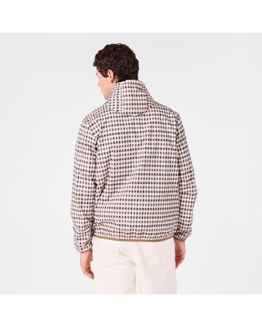 Aquascutum Green Reversible Check Hooded Long Sleeve Rain Anorak for men