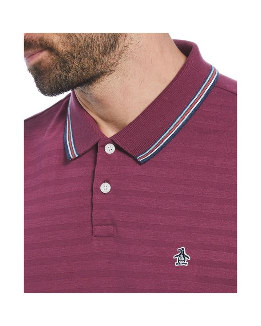 Original Penguin Purple Cotton Solid Short-Sleeve Polo Shirt for men
