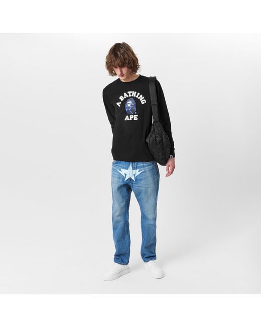 A Bathing Ape Black Bape College Long-Sleeve T-Shirt for men