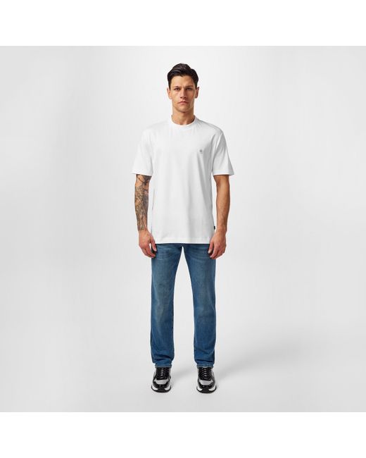 Boss White Taut Minimalist Design T-Shirt With Logo Detail for men