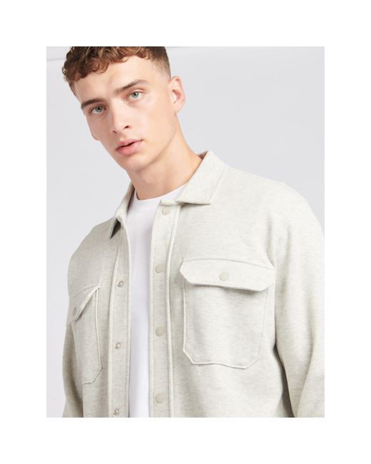 Jack Wills White Pique Long Sleeve Relaxed Fit Overshirt for men