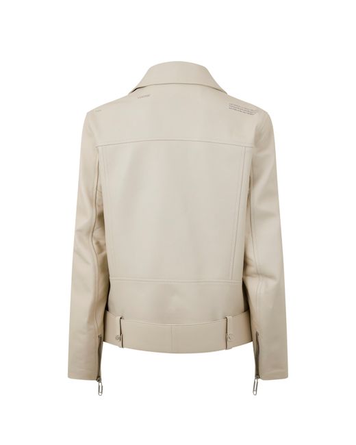 Off-White c/o Virgil Abloh Natural Off Solid Patterned Asymmetric Zipped Cuff Bike Jacket