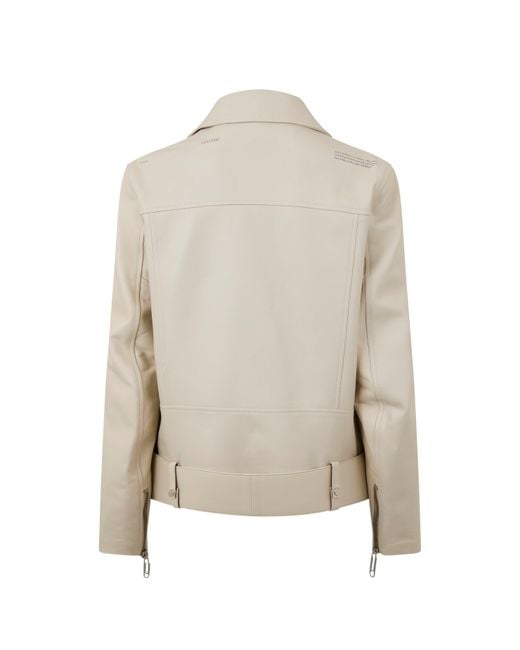 Off-White c/o Virgil Abloh Natural Off Solid Patterned Asymmetric Zipped Cuff Bike Jacket