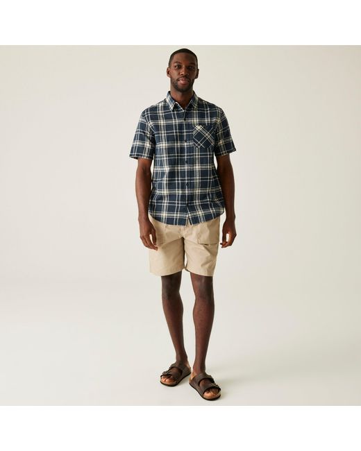 Regatta Blue Loran Long-Sleeve Plain Shirt for men