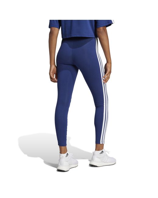 Adidas Blue Essentials 3 Stripe Leggings