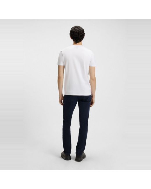 HUGO White Short Sleeve V Neck T Shirt for men