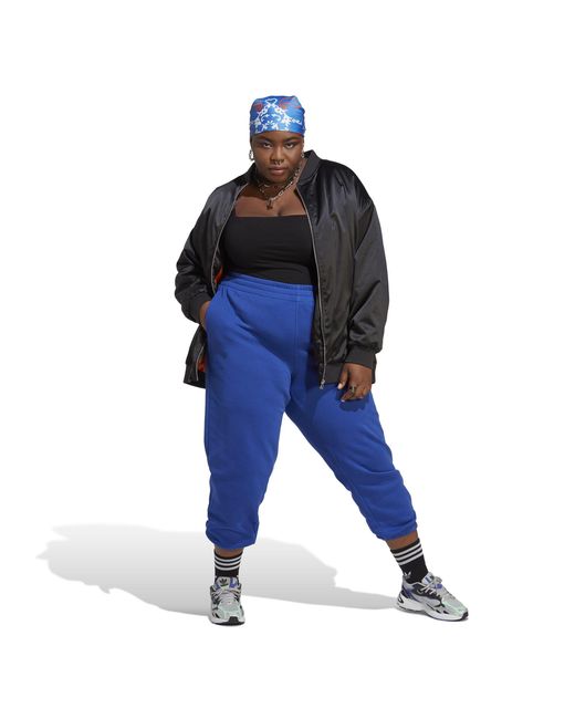Adidas Originals Blue Adidas Essentials Plus Size Fleece Joggers