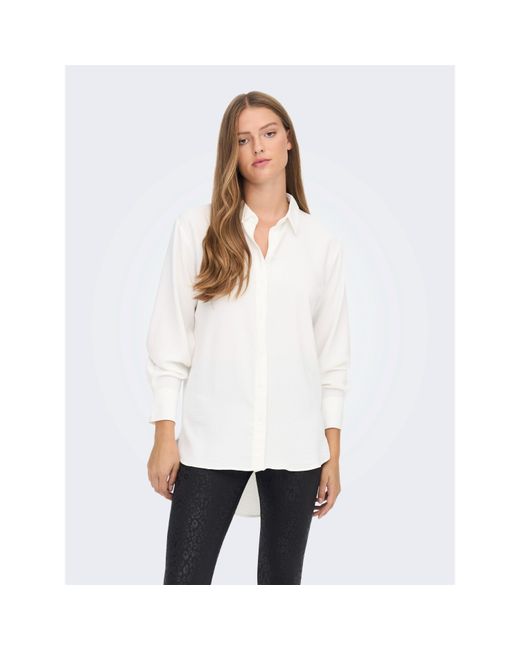 ONLY White Long Sleeve Plain Shirt