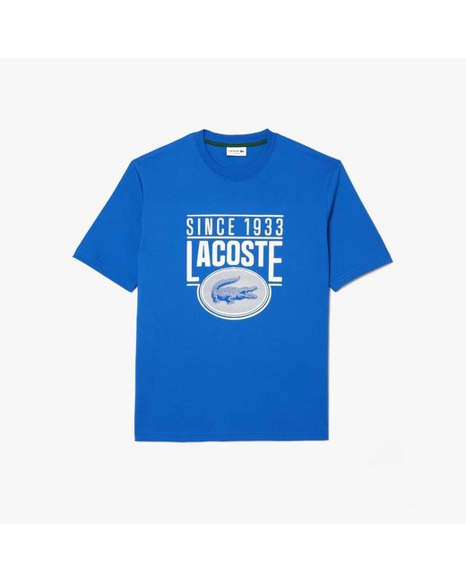 Lacoste Blue Loose-fit Heavy Cotton Printed T-shirt for men