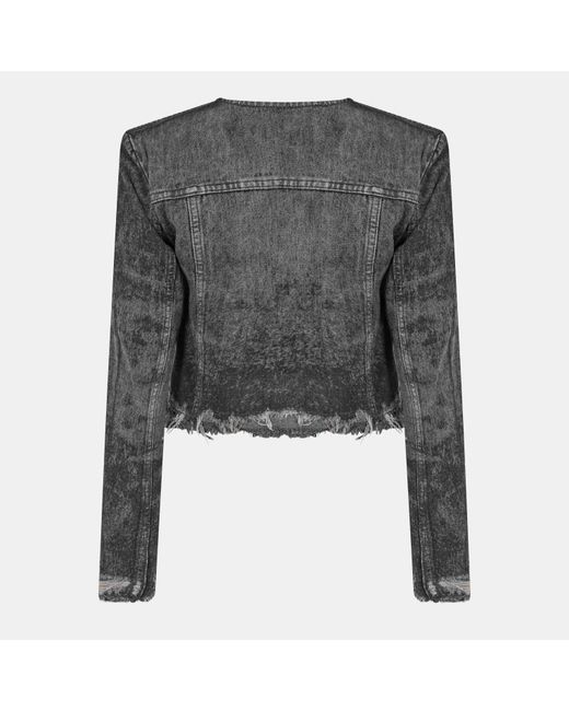 DIESEL Black De-Graffy-Fsh Cropped Cotton Long Sleeve Collarless Denim Jacket