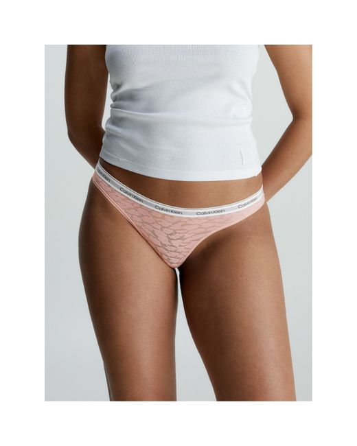 Calvin Klein White Lace Brazilian Thong