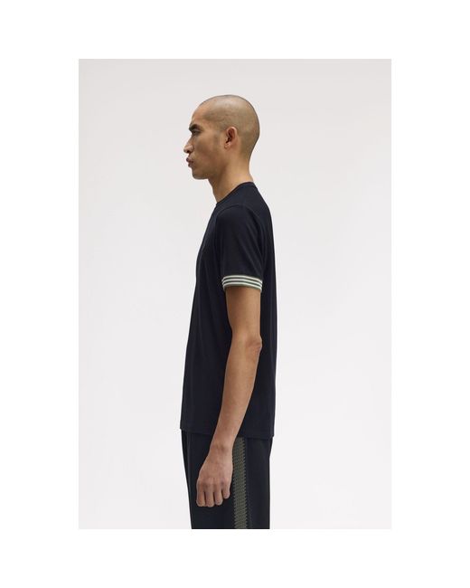 Fred Perry Blue Stripe Cuff T-Shirt for men