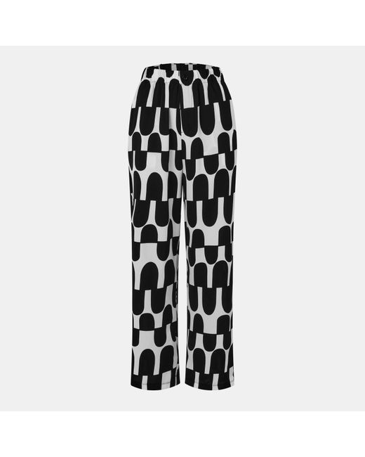 AX Paris Black And Cream Printed Geometric Trousers