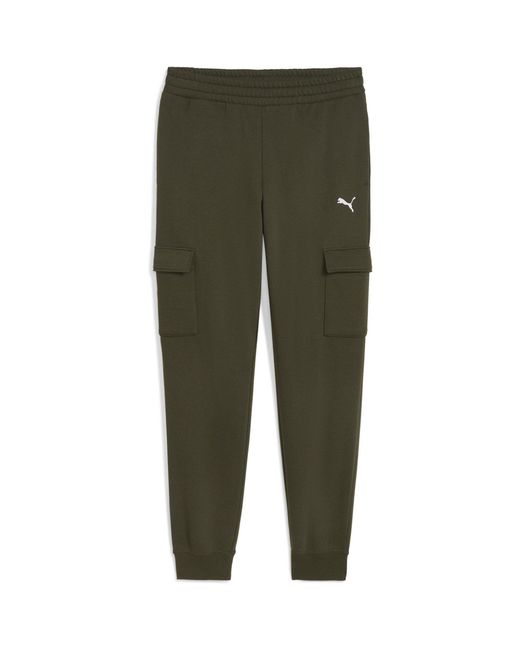 PUMA Green Small Logo Fleece Cargo Pants for men
