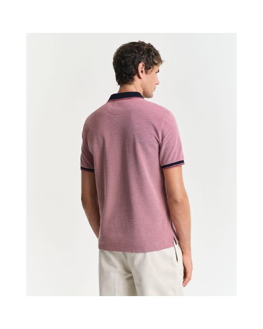 Gant Purple 4-Colour Short Sleeved Oxford Pique Polo Shirt for men
