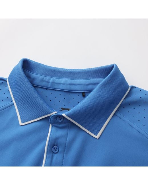 Slazenger 1881 Blue Tennis Short Sleeve Performance Polo Shirt for men