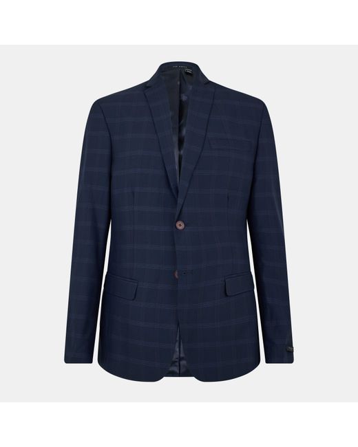 Ted Baker Blue Rust Check Suit Jacket for men