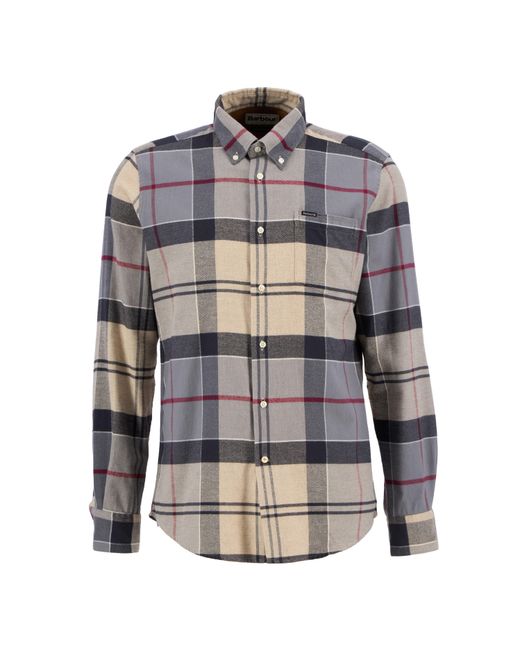 Barbour Gray Edderton Long Sleeve Patterned Shirt for men